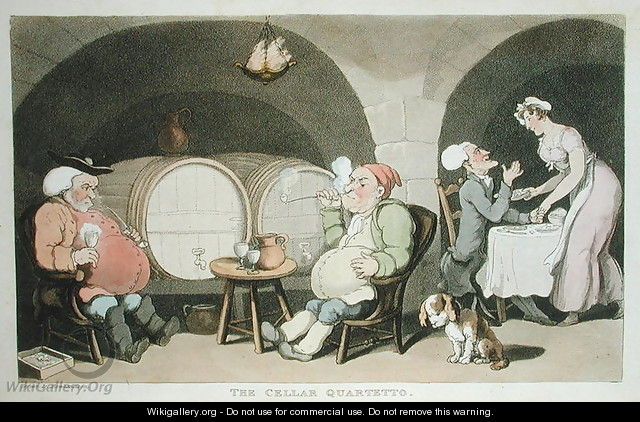 The Cellar Quartetto, from The Tour of Dr Syntax in search of the Picturesque, by William Combe, published 1812 - Thomas Rowlandson