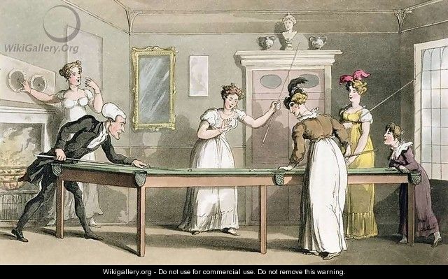 The Billiard Table, from The Tour of Dr Syntax in search of the Picturesque, by William Combe, published 1812 - Thomas Rowlandson