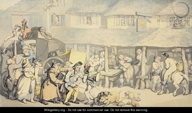The Arrival of the Stage Coach at the Sun Inn, Bodmin, Cornwall - Thomas Rowlandson