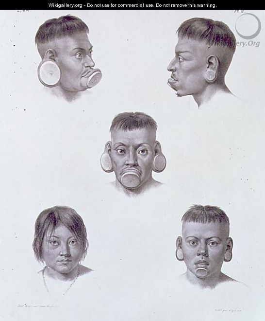 Botocudos Indians, engraved by Pierre Roch Vigneron 1789-1872, c.1835 - Johann Moritz Rugendas