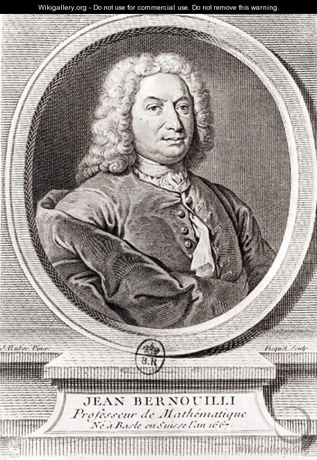 Portrait of Jean Bernoulli 1667-1748 engraved by Etienne Ficquet 1719-94 - (after) Ruber, J.