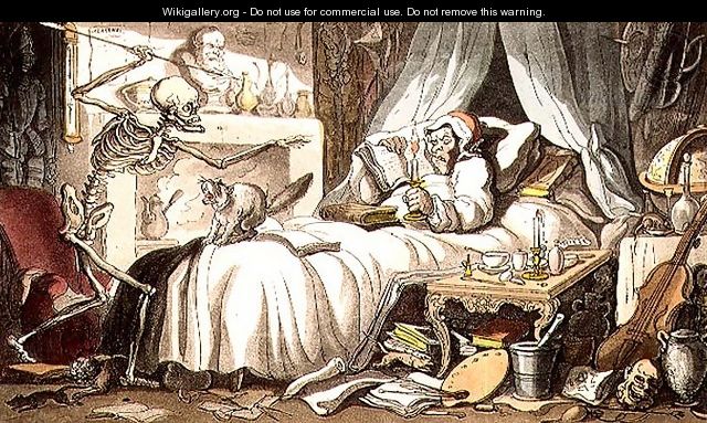 Fungus, at length, contrives to get-Deaths Dart into his Cabinet, from the English Dance of Death pub. by Rudolph Ackermann 1764-1834 1814 - (after) Rowlandson, Thomas