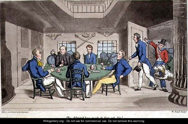 The Admiral has made it Sunset, Sir plate from The Adventures of Johnny Newcome in the Navy by John Mitford 1782-1831 engraved by W. Read, 1818 - (after) Rowlandson, Thomas