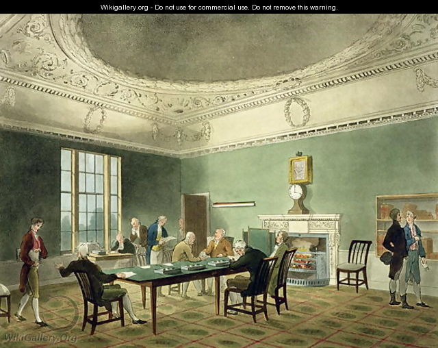 Board of Trade, from Ackermanns Microcosm of London, engraved by Thomas Sunderland fl.1798, 1809 - & Pugin, A.C. Rowlandson, T.