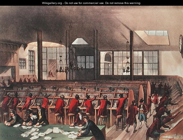 The Post Office, from Ackermanns Microcosm of London, Volume II, Pub. 1809 - & Pugin, A.C. Rowlandson, T.