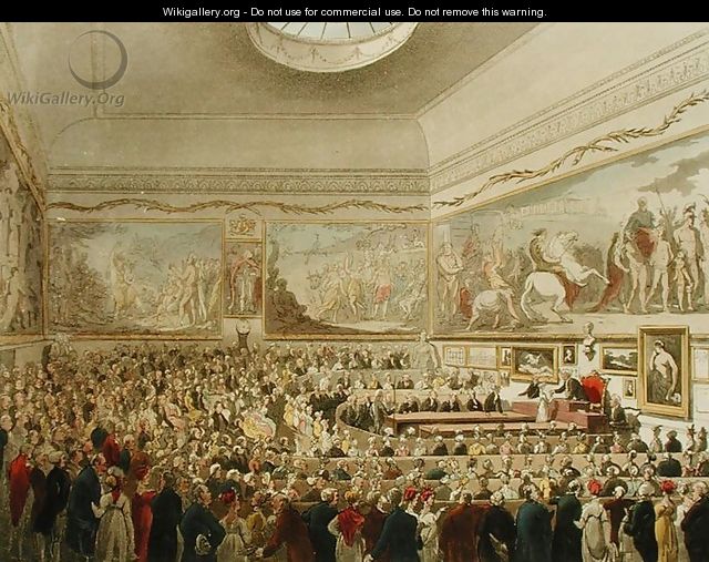 Society for the Encouragement of Arts, from Ackermanns Microcosm of London, engraved by John Bluck fl.1791-1831, 1809 - & Pugin, A.C. Rowlandson, T.