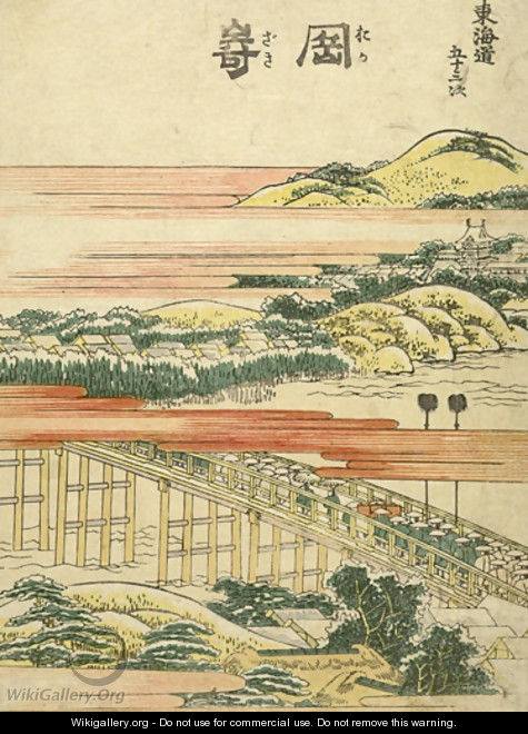 Samurai Procession Crossing over a Bridge - Katsushika Hokusai