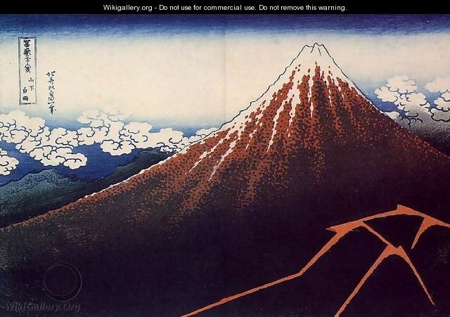 Thunderstorm at the foot of the mountain - Katsushika Hokusai
