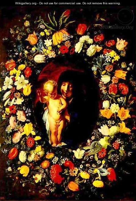 Madonna and Child Wreathed with Flowers - Jacob Jordaens