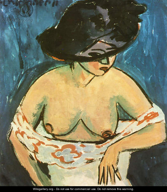 Female Nude with Hat - Ernst Ludwig Kirchner
