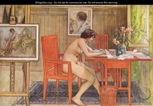 Model Writing Postcards - Carl Larsson