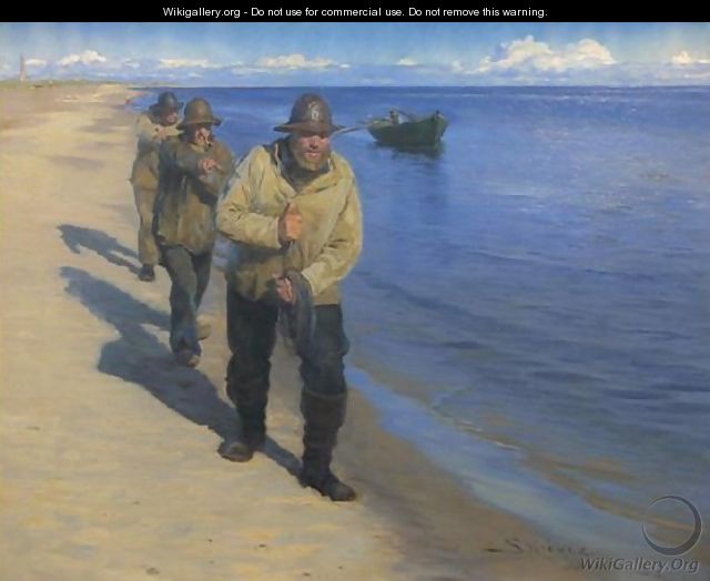 Three Fishermen Pulling a Boat - Peder Severin Krøyer