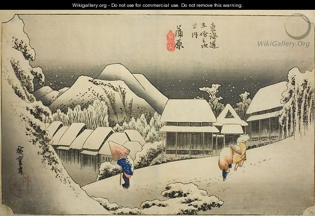Kanbara, Evening Snow - Utagawa or Ando Hiroshige