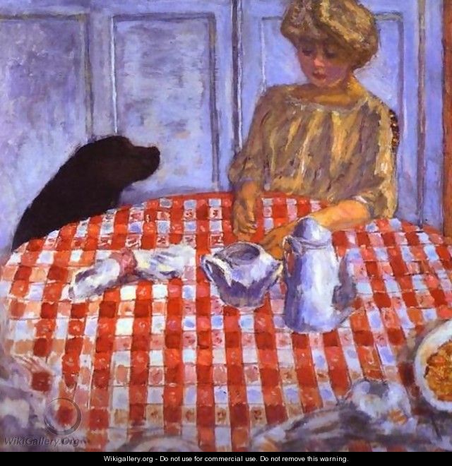 The Red-Checkered Tablecloth - Pierre Bonnard