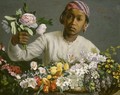 Young Woman with Peonies - Frederic Bazille