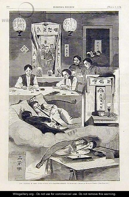 The Chinese in New York, scene in a Baxter Street Clubhouse - Winslow Homer