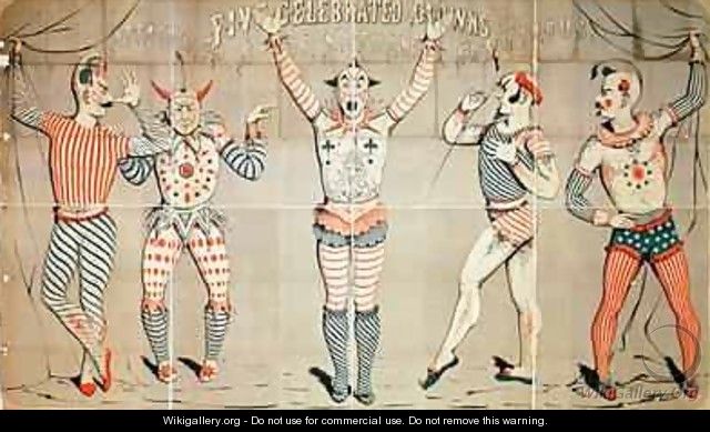Five Celebrated Clowns Attached to Sands Nathan and Cos Circus 1856 - Joseph Morse