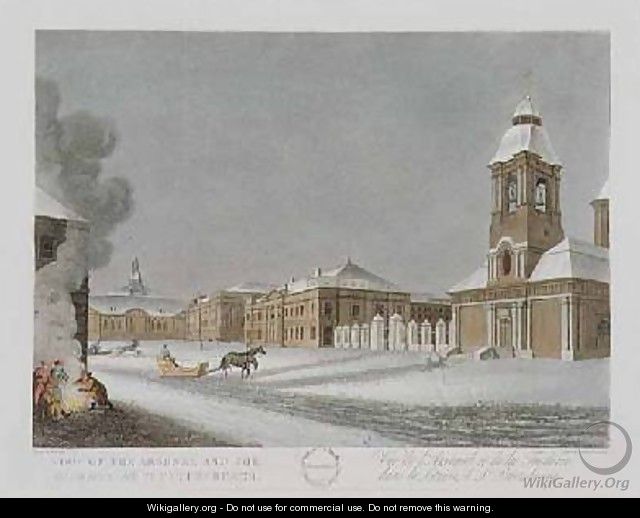 View of the Arsenal and the Foundry at St Petersburg - (after) Mornay