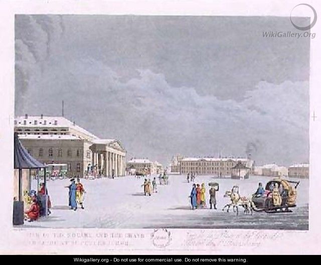 View of the Square and the Grand Theatre at St Petersburg - (after) Mornay