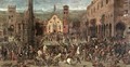 The Expulsion of the Bonacolsi in 1328 in Piazza Sordello Mantua 1494 - Domenico Morone