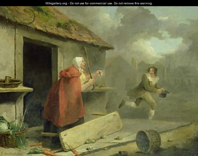 Old Woman Waving a Stick at a Boy 1793 - George Morland