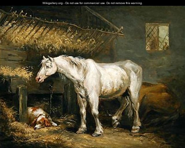Old horses with a dog in a stable 1791 - George Morland