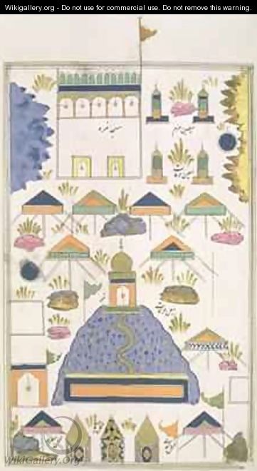 Points of Pilgimage at Mecca and Medina from Futuh al-Haramain 1589 - al-Din Muhyi
