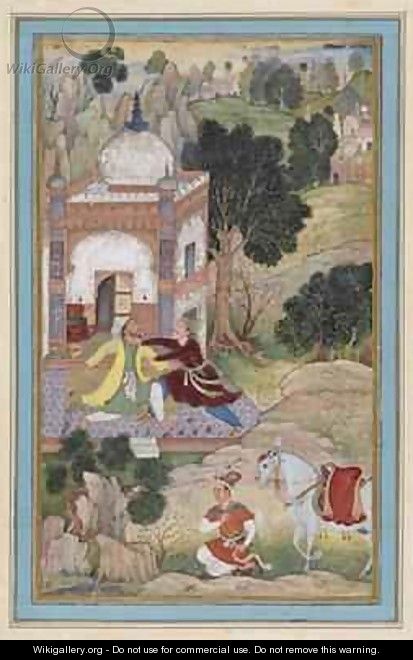 Two Men Fighting Mughal 1587 - (attr. to) Mukunda