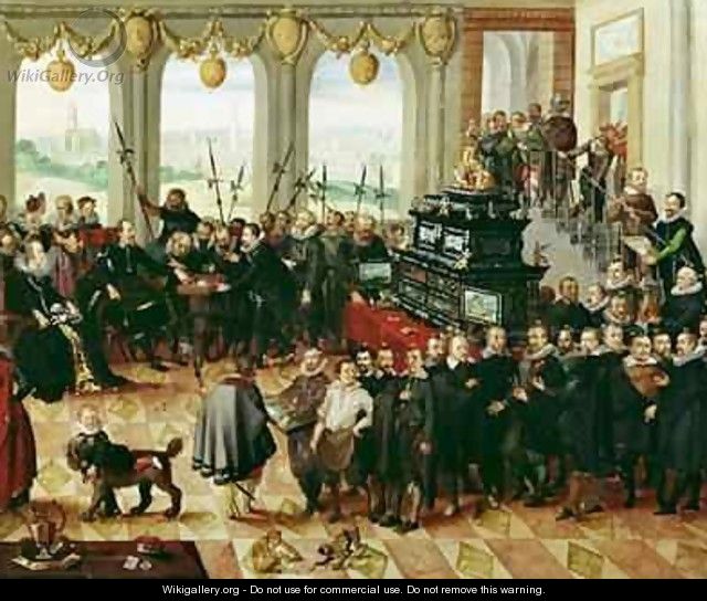 Presentation of the Pomeranian Kunstschrank to Duke Philip II of Pomerania-Stettin 1606-18 in 1617 - Anton Mozart