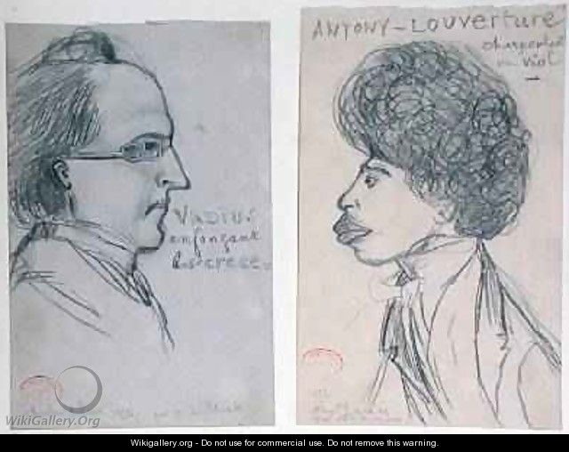 Portraits of either Charles Nodier 1780-1844 or Gustave Planche 1808-57 and Alexandre Dumas Pere 1802-70 1834 - Alfred de Musset