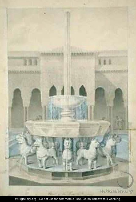 Fountain in the Court of the Lions Alhambra from The Arabian Antiquities of Spain - (after) Murphy, James Cavanagh