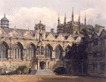 Exterior of Oriel College illustration from the History of Oxford - Frederick Nash