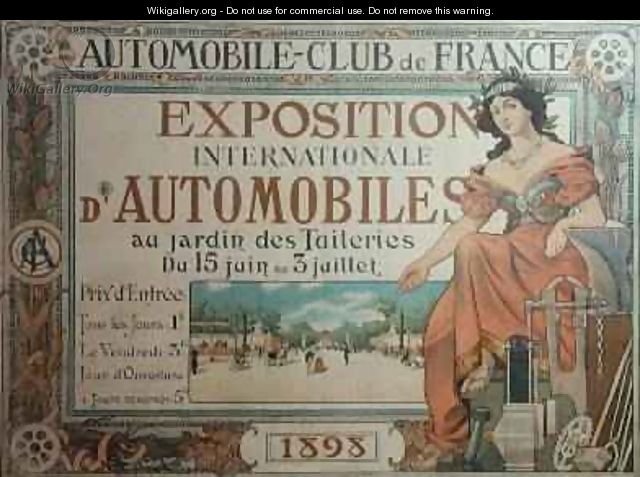 Poster advertising the Exposition Internationale dAutomobiles at the Tuileries Gardens 1898 - A. Nardac