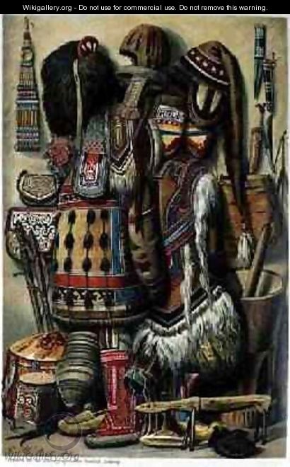 Implements Vessels and Costume of Northern Races from The History of Mankind - Mutzel