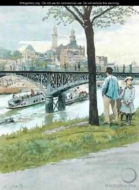 The Trocadero and the Pont de Passy from Paris Illustre - Felicien baron de Myrbach-Rheinfeld