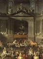 A Cavalcade in the Winter Riding School of the Vienna Hof to celebrate the defeat of the French Army at Prague showing the equestrian portrait of Emperor Charles VI 1743 - Martin II Mytens or Meytens