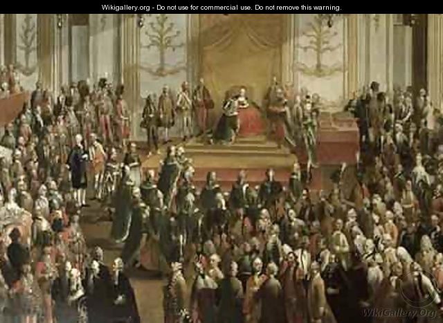 Maria Theresa at the Investiture of the Order of St Stephen 1764 - Martin II Mytens or Meytens