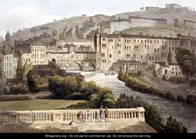 Pulteney Bridge from Bath Illustrated by a Series of Views - John Claude Nattes