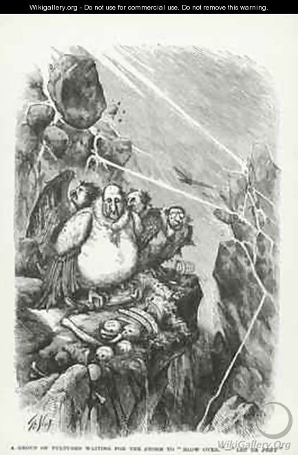 A Group of Vultures waiting for the storm to blow over Let us prey - Thomas Nast