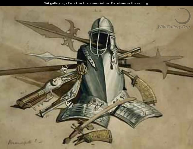 Study of Armour and Weapons at Brancepeth Castle Durham - William Andrews Nesfield