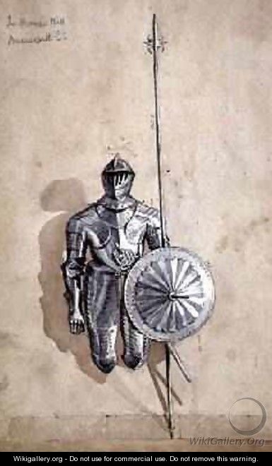 Study of a Suit of Armour in the Barons Hall Brancepeth Castle Durham - William Andrews Nesfield