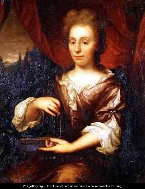 Portrait of a lady holding a chain - Caspar Netscher