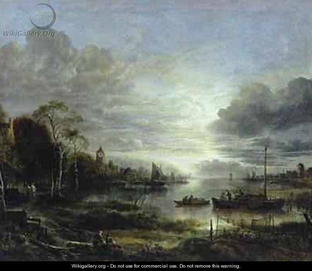 Landscape in Moonlight - Aert van der Neer