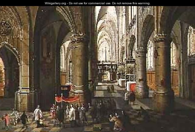 The Interior of a Cathedral with a Procession - Pieter the Younger Neefs