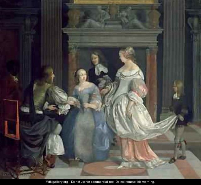 An Interior with Ladies and Gentlemen at Cards mid 1660s - Eglon van der Neer