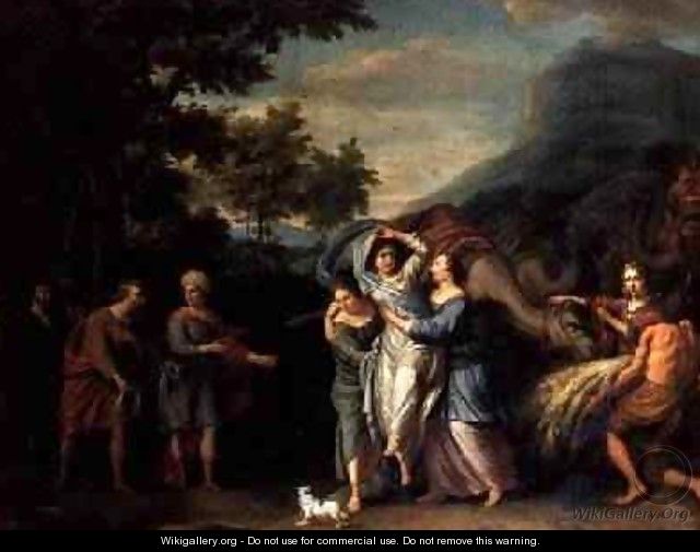 Meeting of Jacob and Laban with Rachel Leah and Servants - Jan van Neck