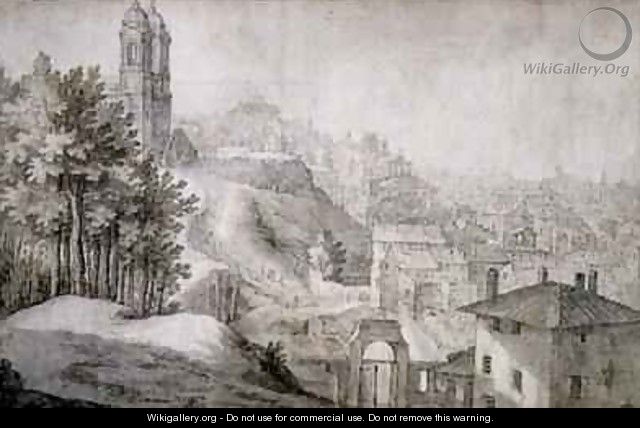View of Trinita dei Monti Rome 1603 - Willem van, the Younger Nieulandt