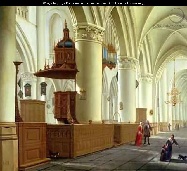 Views of the north and south aisles of the church of St Bavo Haarlem - Isaak Nickelen
