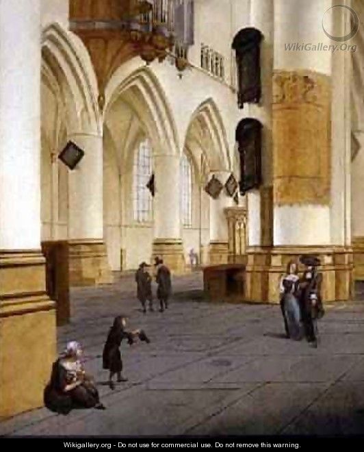 View of the south aisle of the church of St Bavo Haarlem - Isaak Nickelen