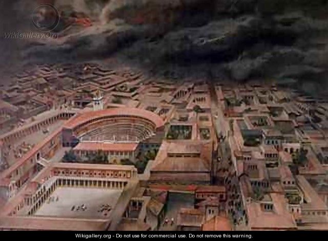 The Eruption of Vesuvius at Pompeii in 79 AD - (after) Niccolini, Antonio